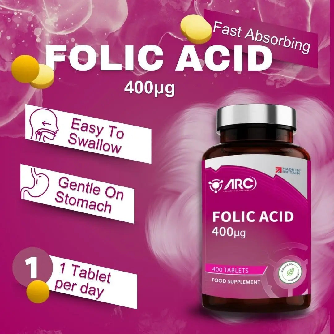Folic Acid 400mcg Vitamin B9 400 Supplement Tablets ARC Health Nutrition