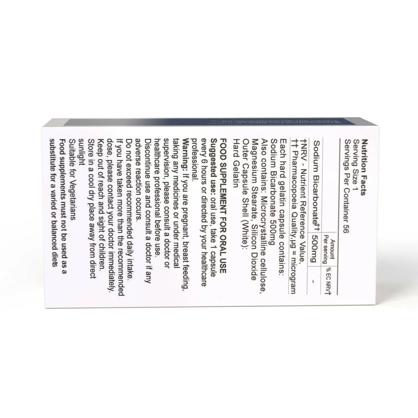 Sodium bicarbonate 500mg 100 capsules FOOD SUPPLEMENT - Arc Health Nutrition UK Ltd