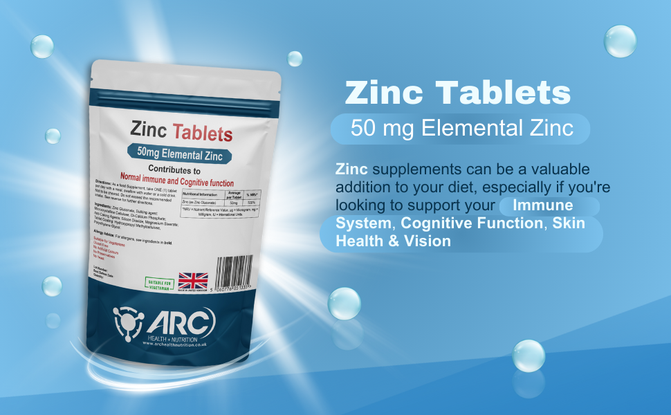 Zinc 50mg Mineral Supplement Tablets - Essential Zinc Supplement for Immune Support