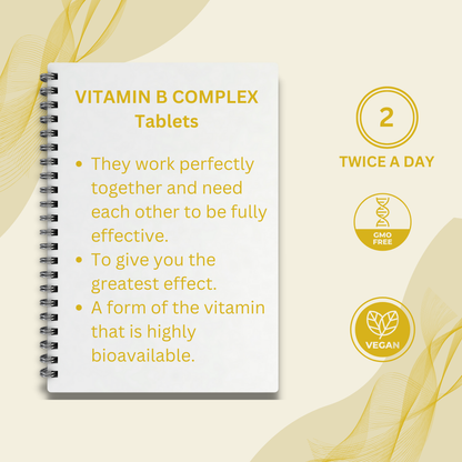 Vitamin B Complex (B1, B2, B3, B6,B7,B9,B12) - High Strength - Vegan Tablets