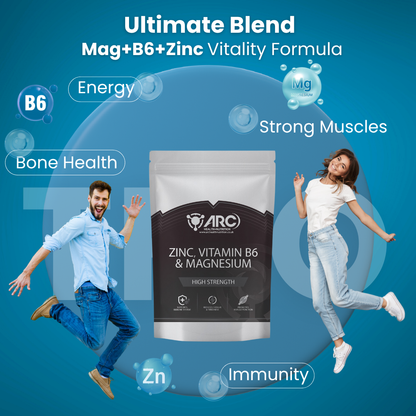 ZMA + Zinc Magnesium & Vitamin B6 180 Supplement Tablets