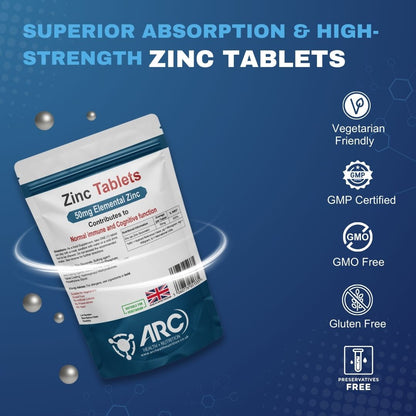 Zinc 50mg 365 Vegan Tablets  - Immune Support and Overall Wellness