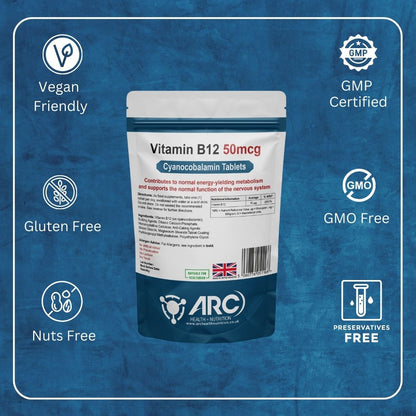 Vitamin B12 Cyanocobalamin 50mcg Tablets