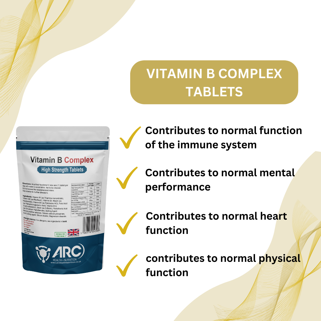 Vitamin B Complex (B1, B2, B3, B6,B7,B9,B12) - High Strength - Vegan Tablets