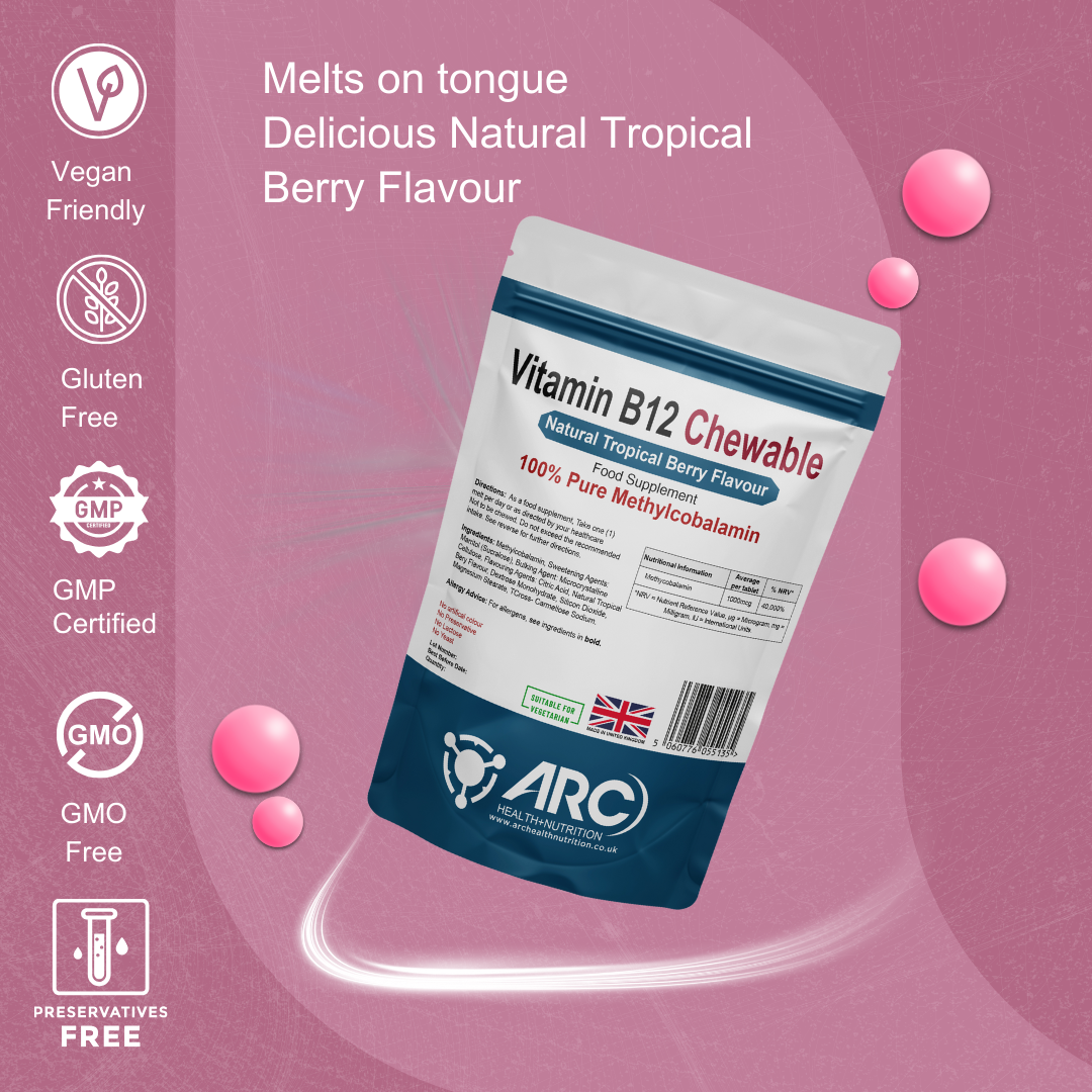 Sugar Free Tropical Berry Flavoured Chewable Vitamin B12 Tablets