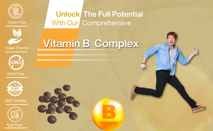 Vitamin B Complex (B1, B2, B3, B6,B7,B9,B12) - High Strength - Vegan Tablets