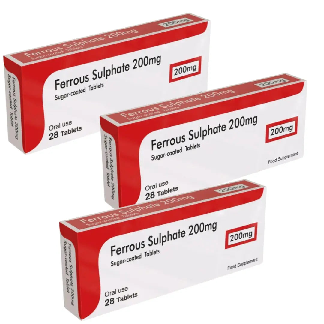 3 X Ferrous Sulfate 200mg 28 Tablets Iron Supplement Arian medical ltd