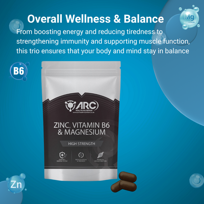 ZMA + Zinc Magnesium & Vitamin B6 180 Supplement Tablets