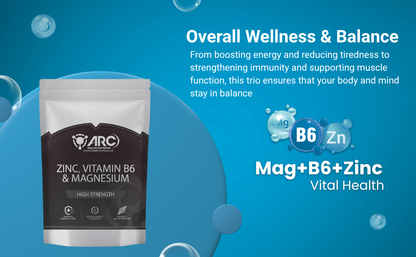 ZMA + Zinc Magnesium & Vitamin B6 180 Supplement Tablets