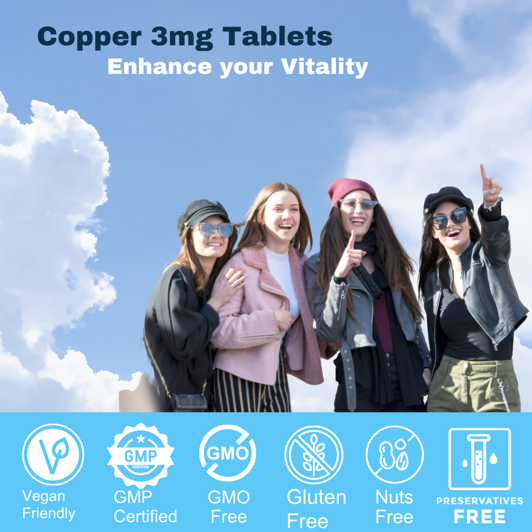 Copper 3mg Chelated Supplement Vegan Tablets