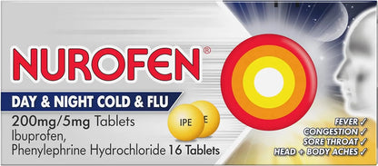 Nurofen Day & Night Cold & Flu 200mg/5mg - 16 Tablets Nurofen