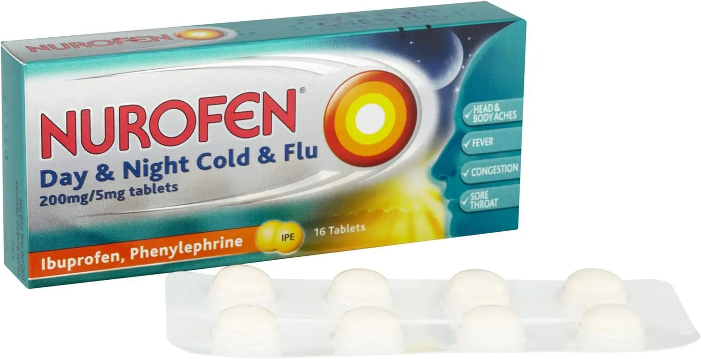 Nurofen Day & Night Cold & Flu 200mg/5mg - 16 Tablets Nurofen