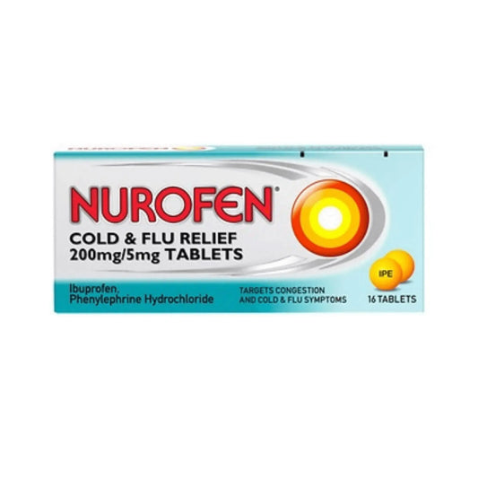 Nurofen Cold & Flu Relief 200mg/5mg – 16 Tablets