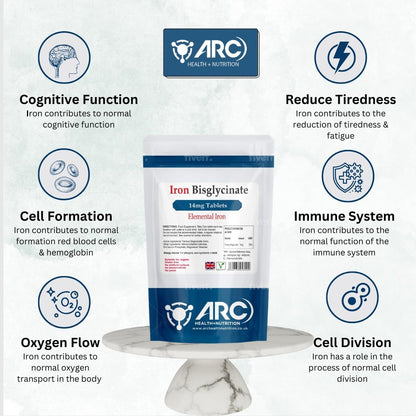 Elemental Iron Bisglycinate 14mg Supplement Vegan Tablets