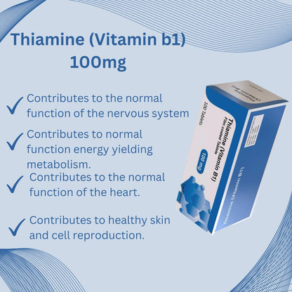 Thiamine 100mg Vitamin B1 100 Tablets