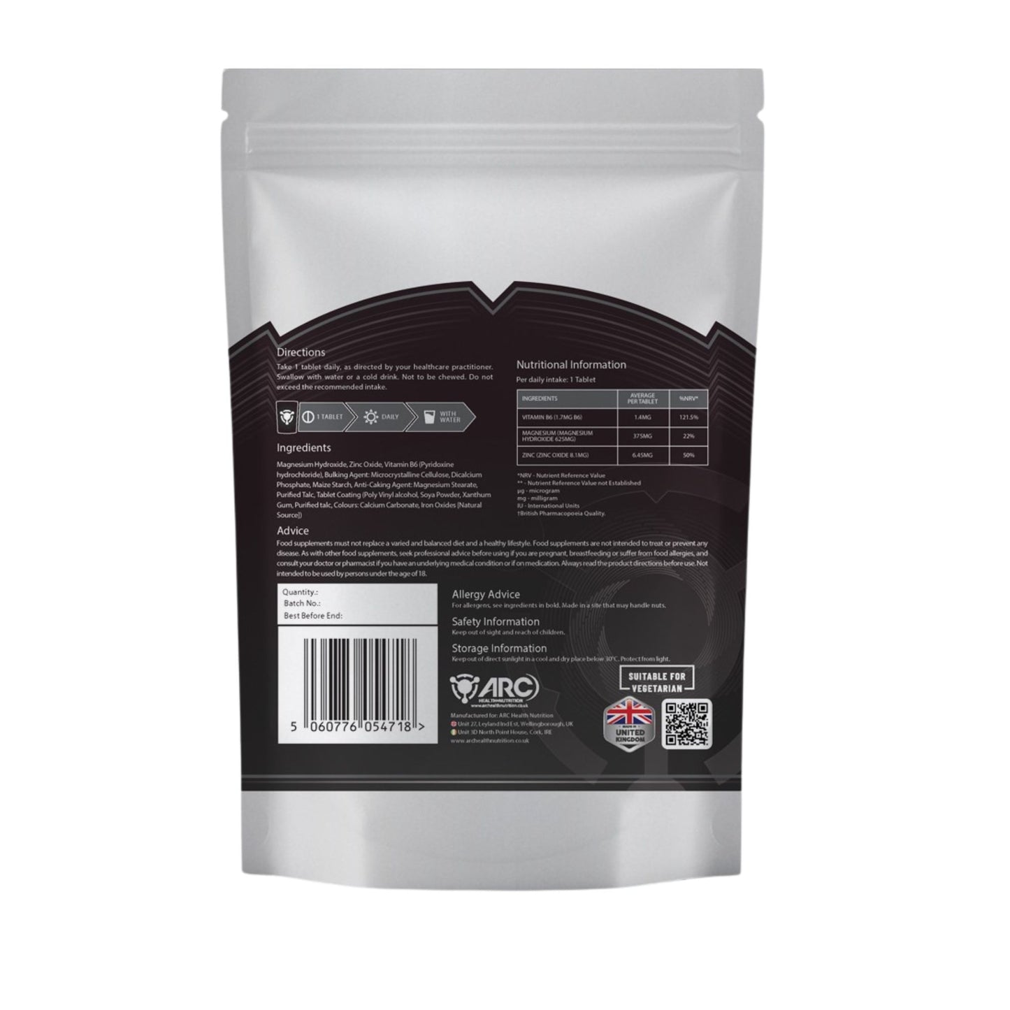 ZMA + Zinc Magnesium & Vitamin B6 180 Supplement Tablets