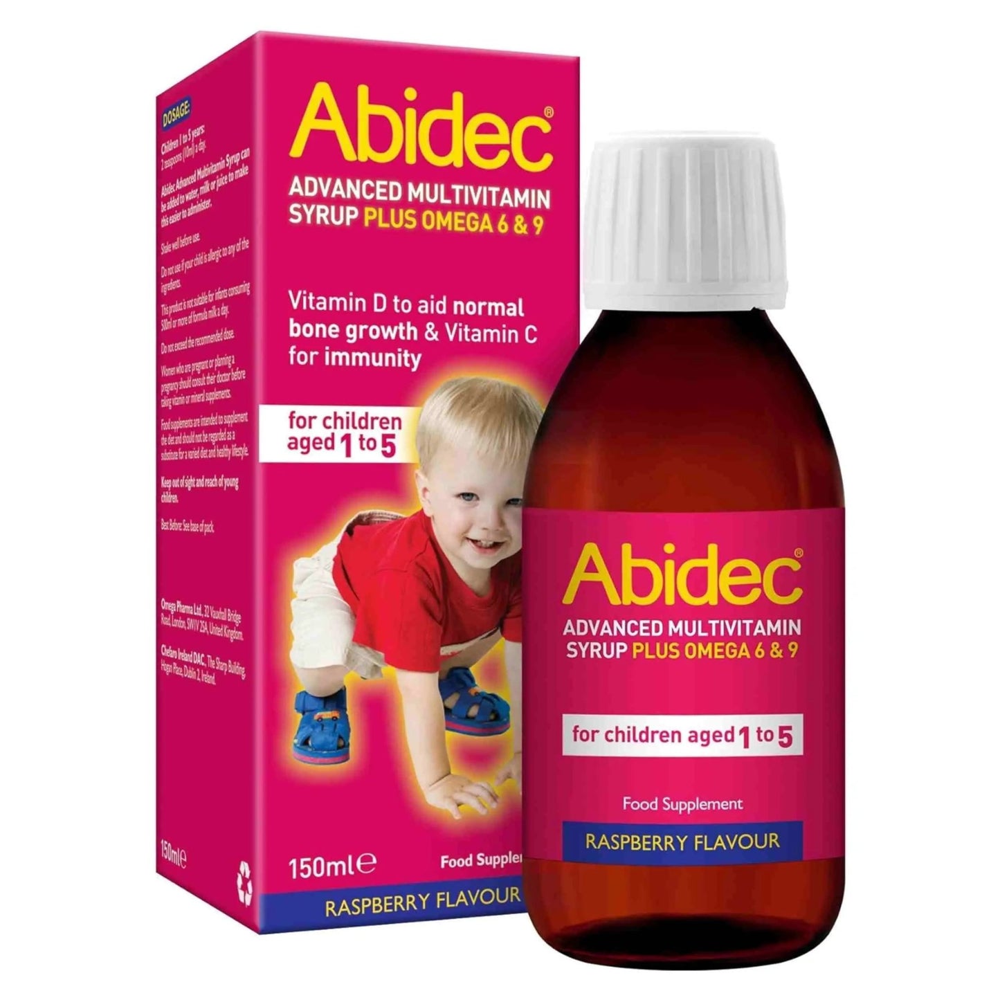 Abidec Advanced Multivitamin Syrup Plus Omega 6 & 9 Raspberry Flavour - 150ml ARC Health Nutrition