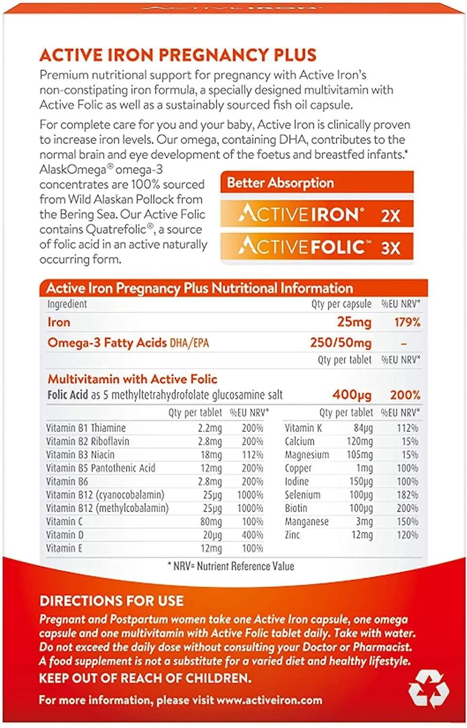 Active Iron Pregnancy Plus 90 Tablets - Arc Health Nutrition