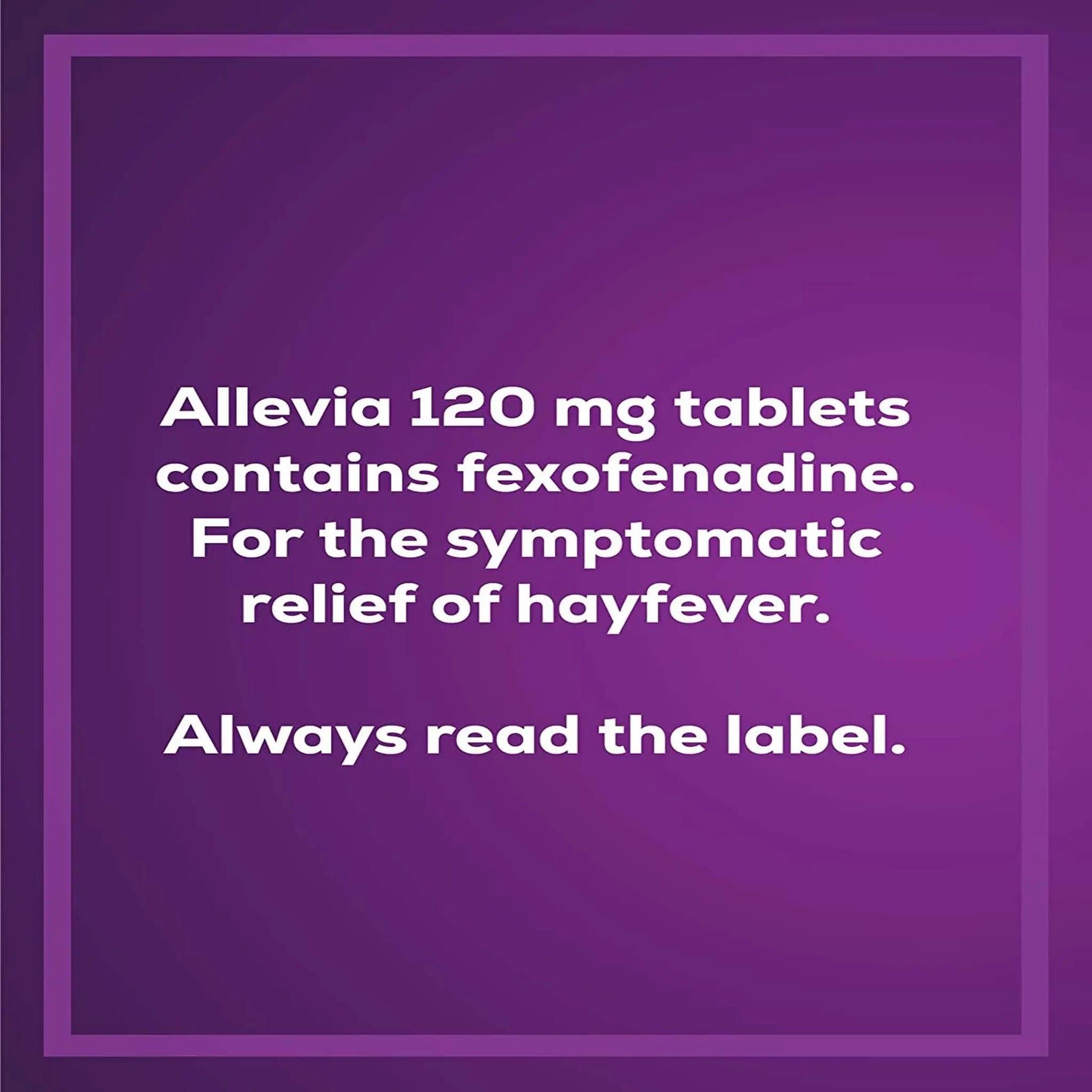 Allevia fexofenadine hayfever allergy 120mg - 15 Tablets - Arc Health Nutrition