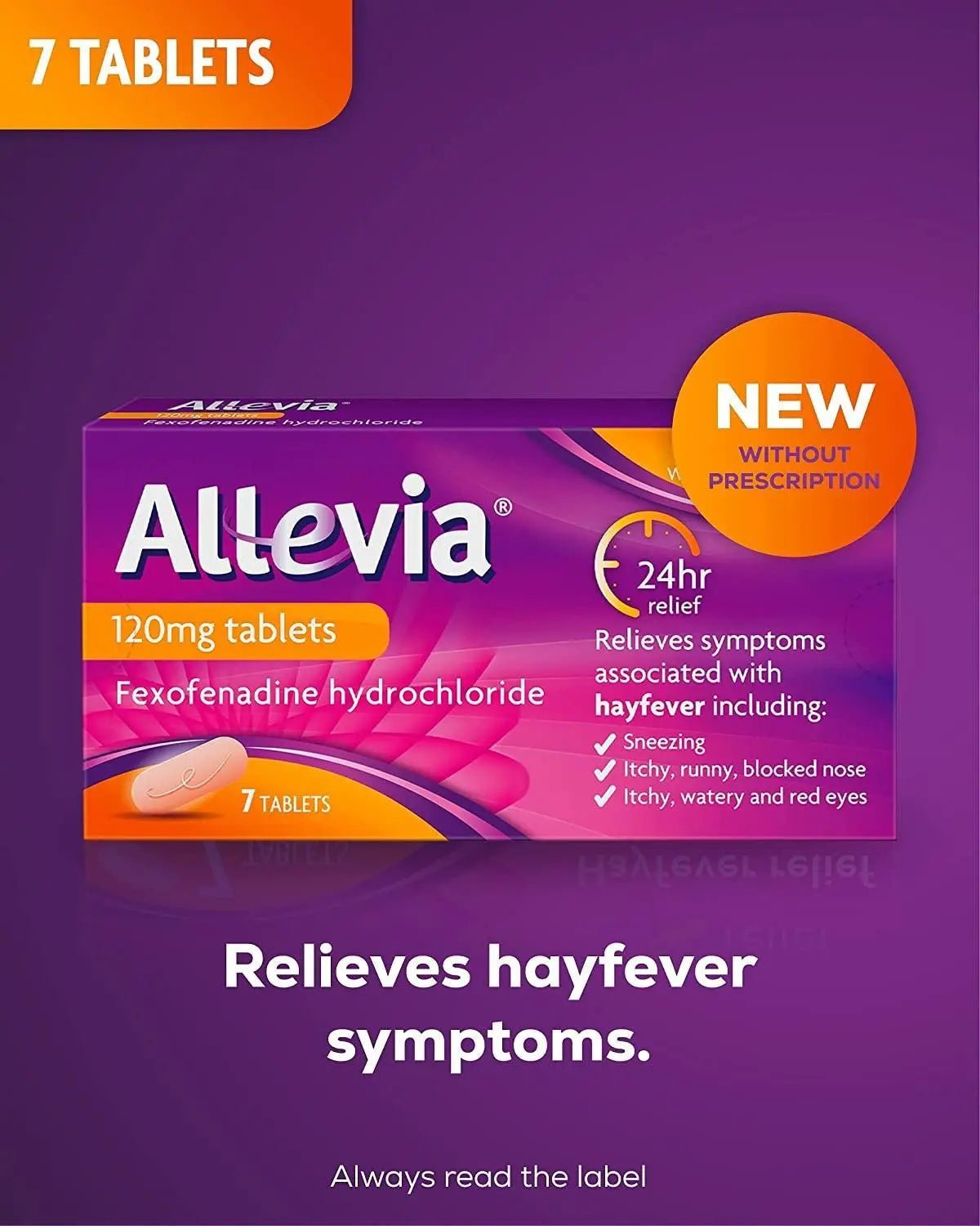 Allevia fexofenadine hayfever allergy 120mg -  7 Tablets - Arc Health Nutrition