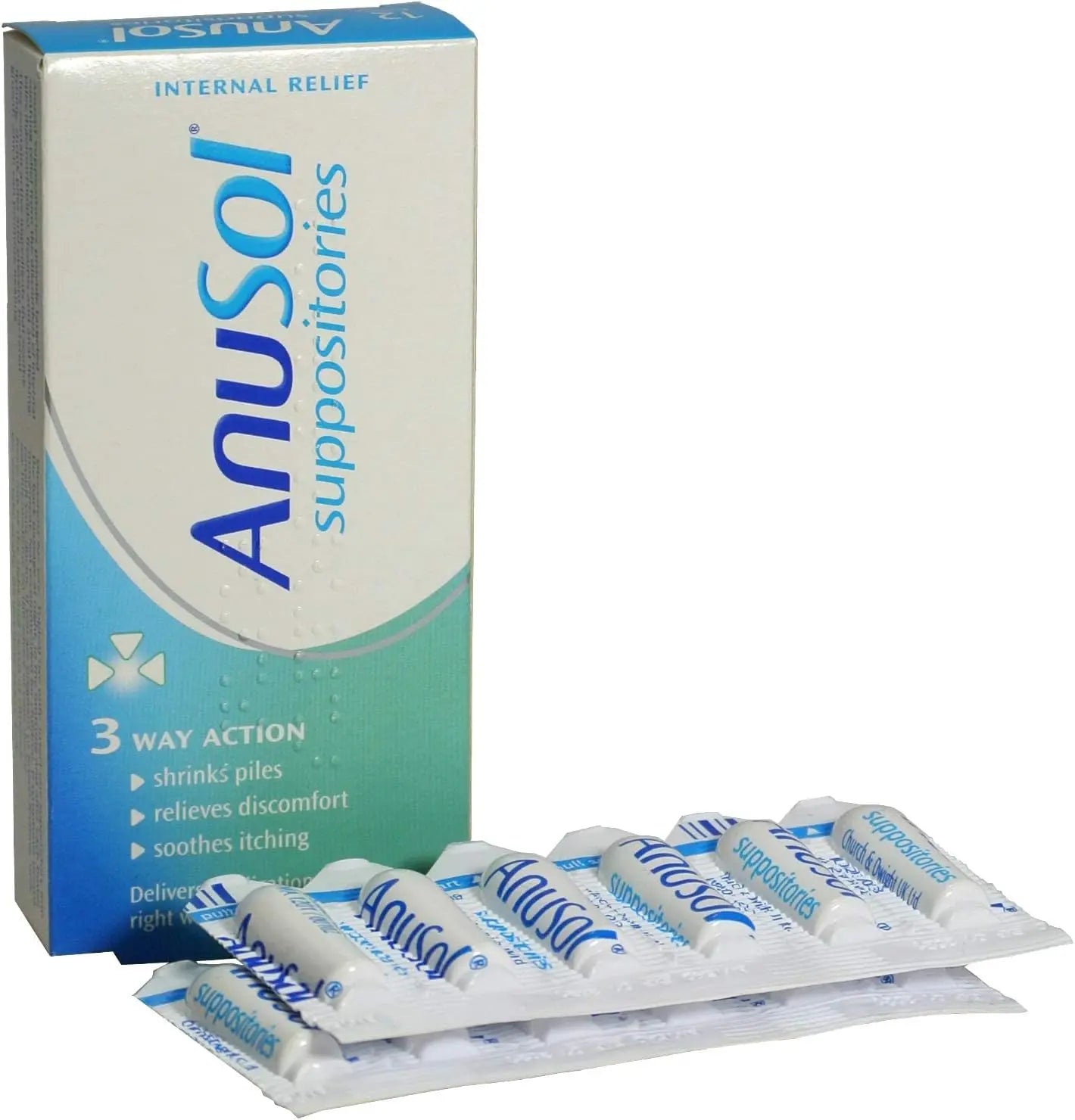 Anusol Suppositories 3 Way Action Relief Of Internal Hemorrhoids and Related Discomfort