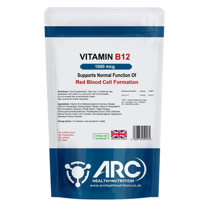 Arc Nutrition Vitamin B12 Methylcobalamin 1000mcg Tablets Arc Nutrition