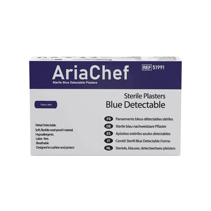 AriaChef Sterile Blue Catering Plasters- 7.2cm x 5cm Pack of 50's Arian medical ltd
