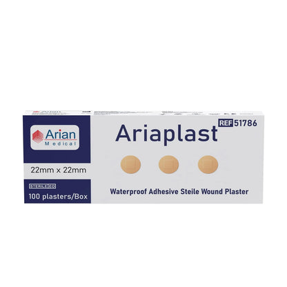 AriaPlast Spot Plaster - 22mm x 22mm Pack of 100 Arian medical ltd