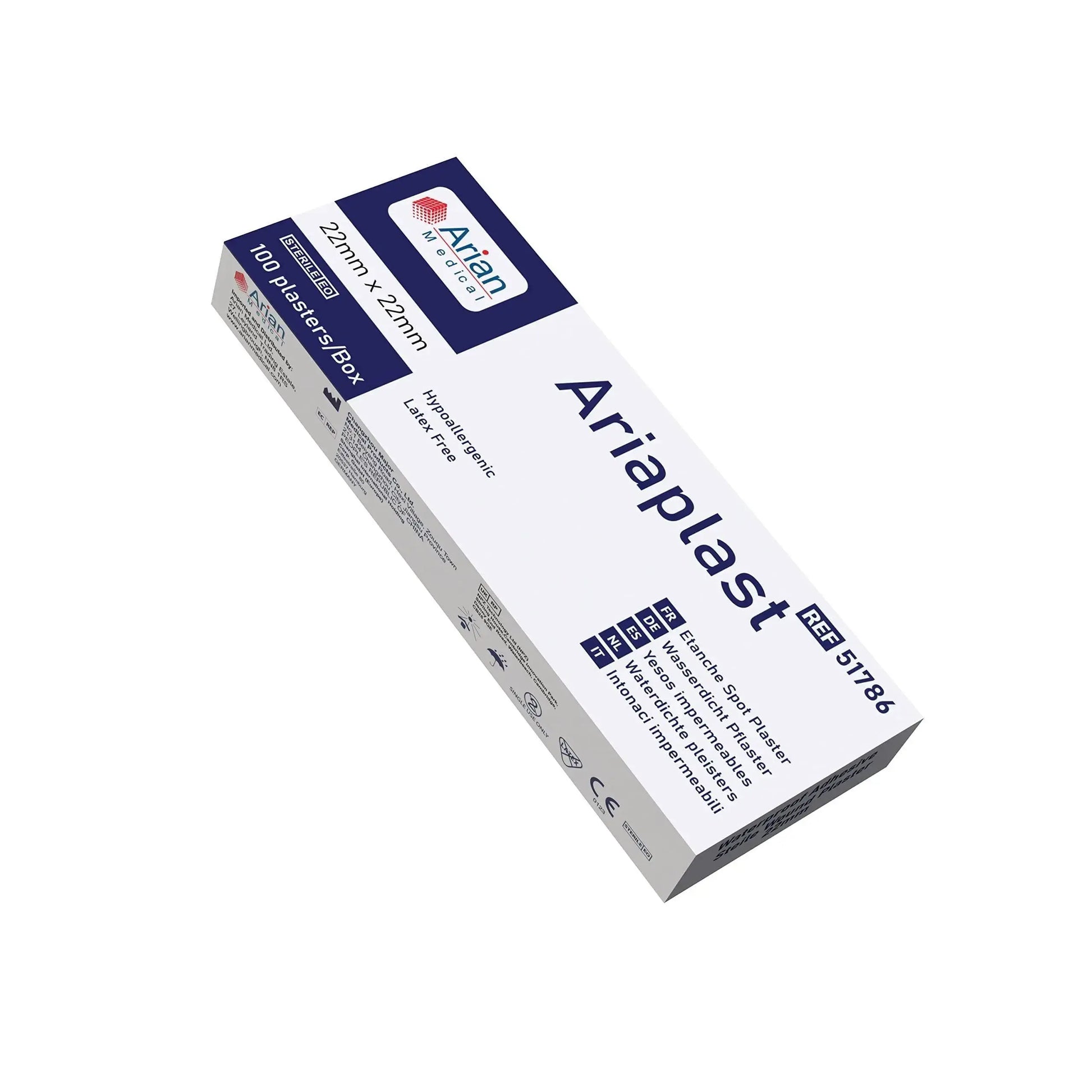 AriaPlast Spot Plaster - 22mm x 22mm Pack of 100 Arian medical ltd