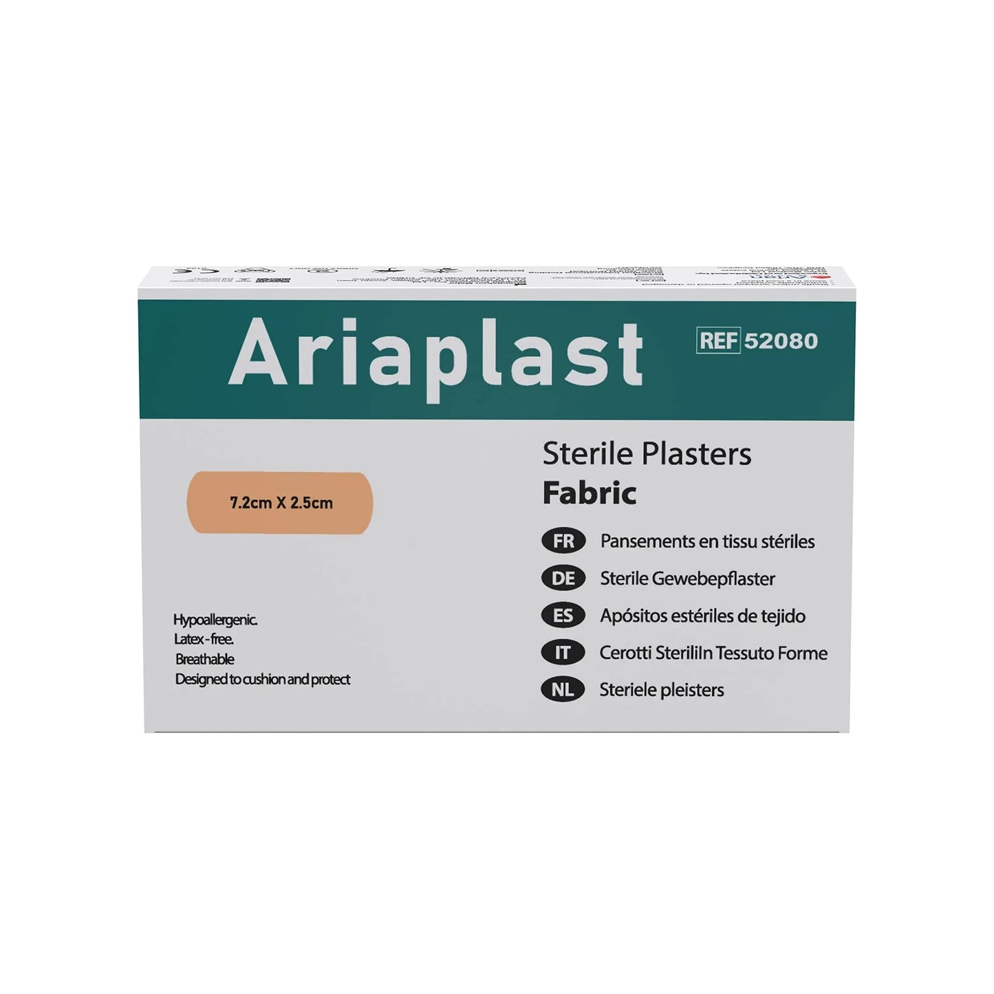 AriaPlast Sterile Fabric Wound Care First Aid Plasters- 7.2cm x 2.5cm Pack of 100's