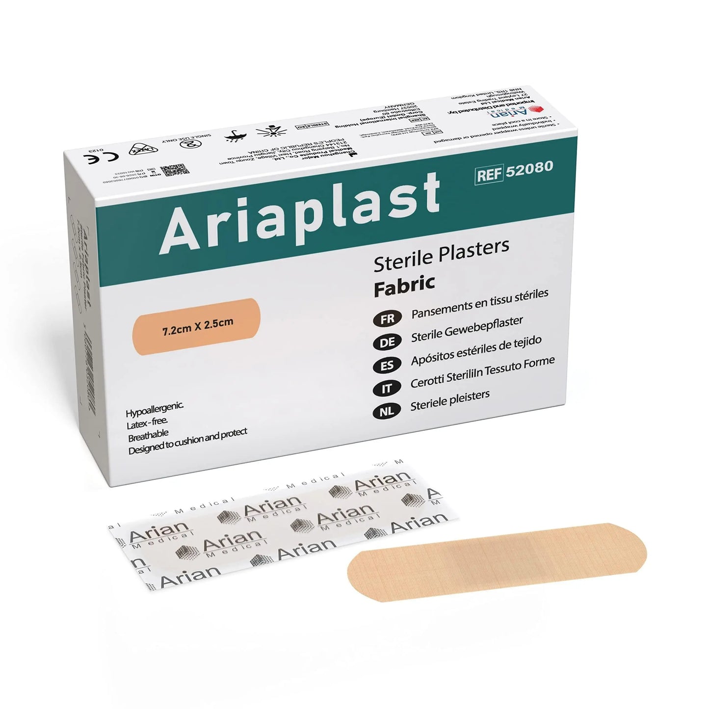 AriaPlast Sterile Fabric Wound Care First Aid Plasters- 7.2cm x 2.5cm Pack of 100's