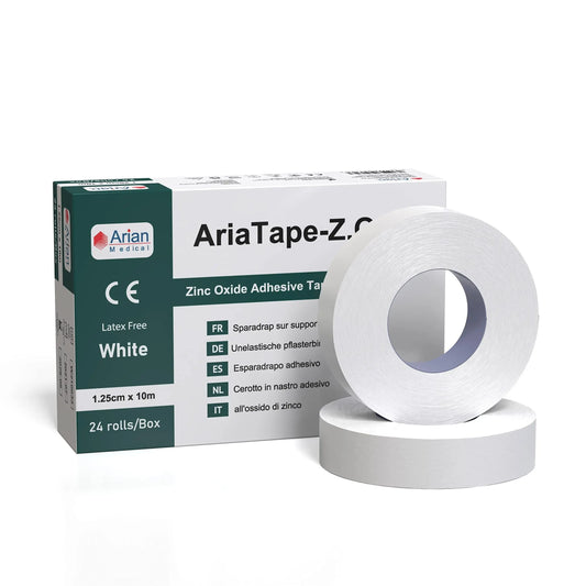 AriaTape Zinc Oxide Adhesive Tape- 1.25cm X 10m Tape - 6 Rolls