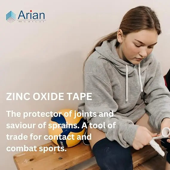 AriaTape Zinc Oxide Adhesive Tape 4 Rolls - 1.25cm X 10m High Strength Athletic Tape, Blister Prevention Tape | Sports Strapping Tape & Shoulder Tape for Rugby, Gym, Weightlifting White Arian medical