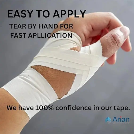 AriaTape Zinc Oxide Adhesive Tape 4 Rolls - 1.25cm X 10m High Strength Athletic Tape, Blister Prevention Tape | Sports Strapping Tape & Shoulder Tape for Rugby, Gym, Weightlifting White Arian medical