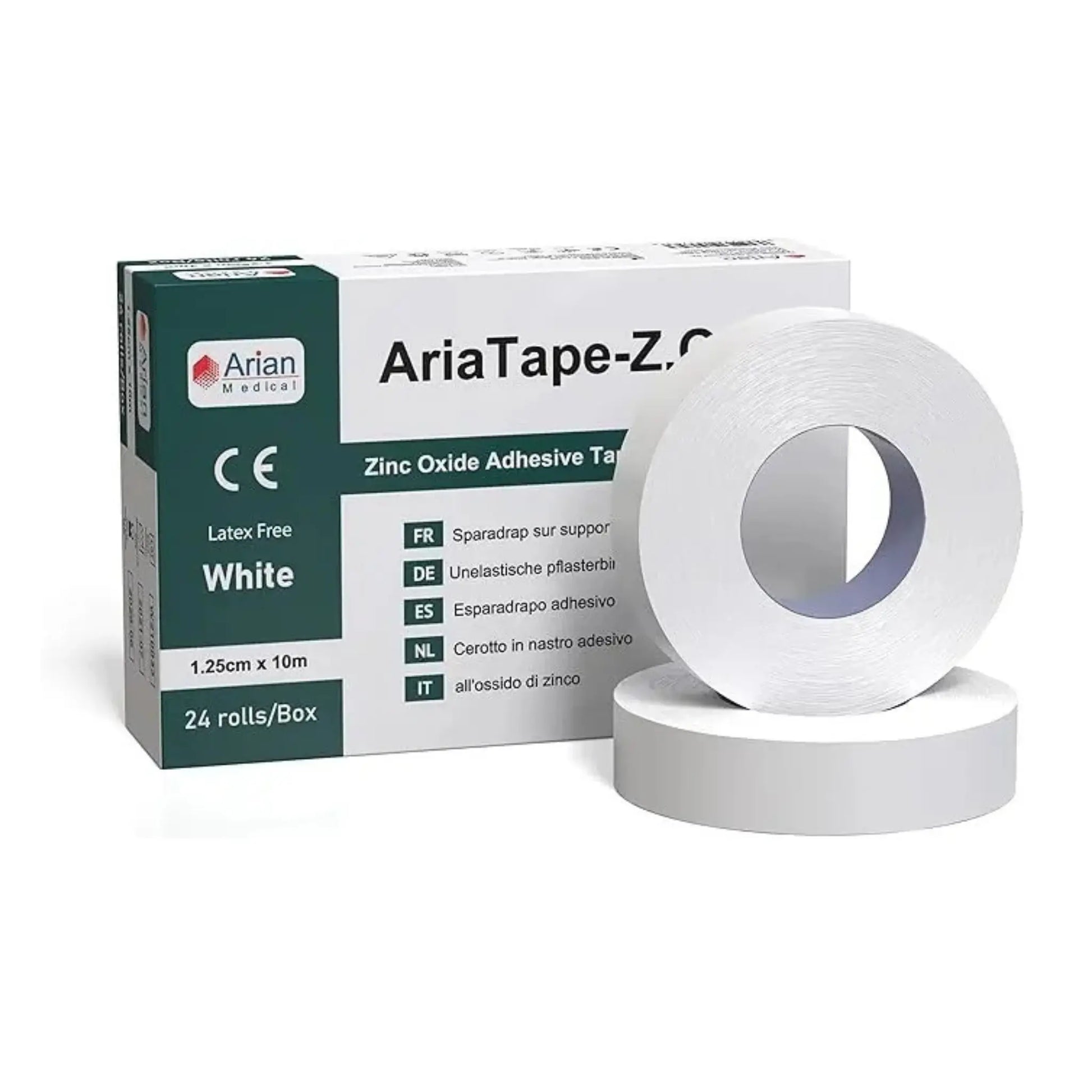 AriaTape Zinc Oxide Tape - 1.25cm X 10m 24 Rolls Arian medical ltd