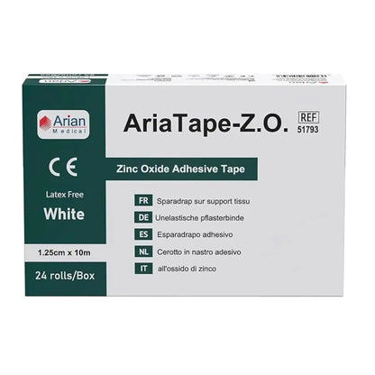 AriaTape Zinc Oxide Tape - 1.25cm X 10m 24 Rolls Arian medical ltd