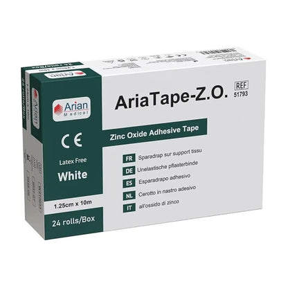 AriaTape Zinc Oxide Tape - 1.25cm X 10m 24 Rolls Arian medical ltd