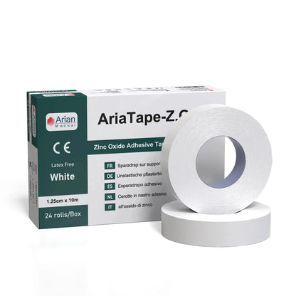 AriaTape Zinc Oxide Tape- 1.25cm X 10m Tape - 12 Rolls Arian medical ltd