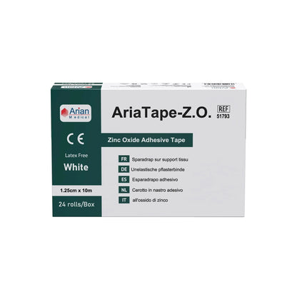 AriaTape Zinc Oxide Tape- 1.25cm X 10m Tape - 6 Rolls Arian medical ltd