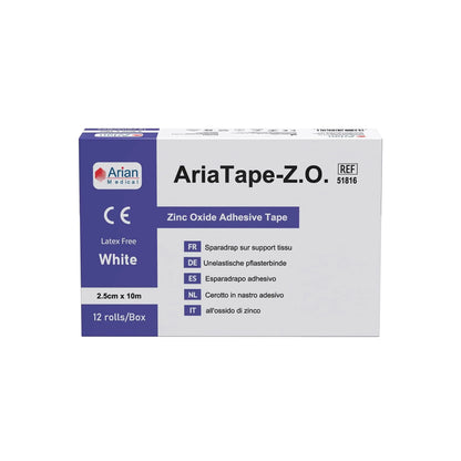 AriaTape Zinc Oxide Tape- 2.5cm X 10m Tape - 3 Rolls Arian medical ltd