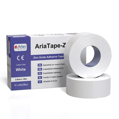 AriaTape Zinc Oxide Tape- 2.5cm X 10m Tape - 3 Rolls Arian medical ltd