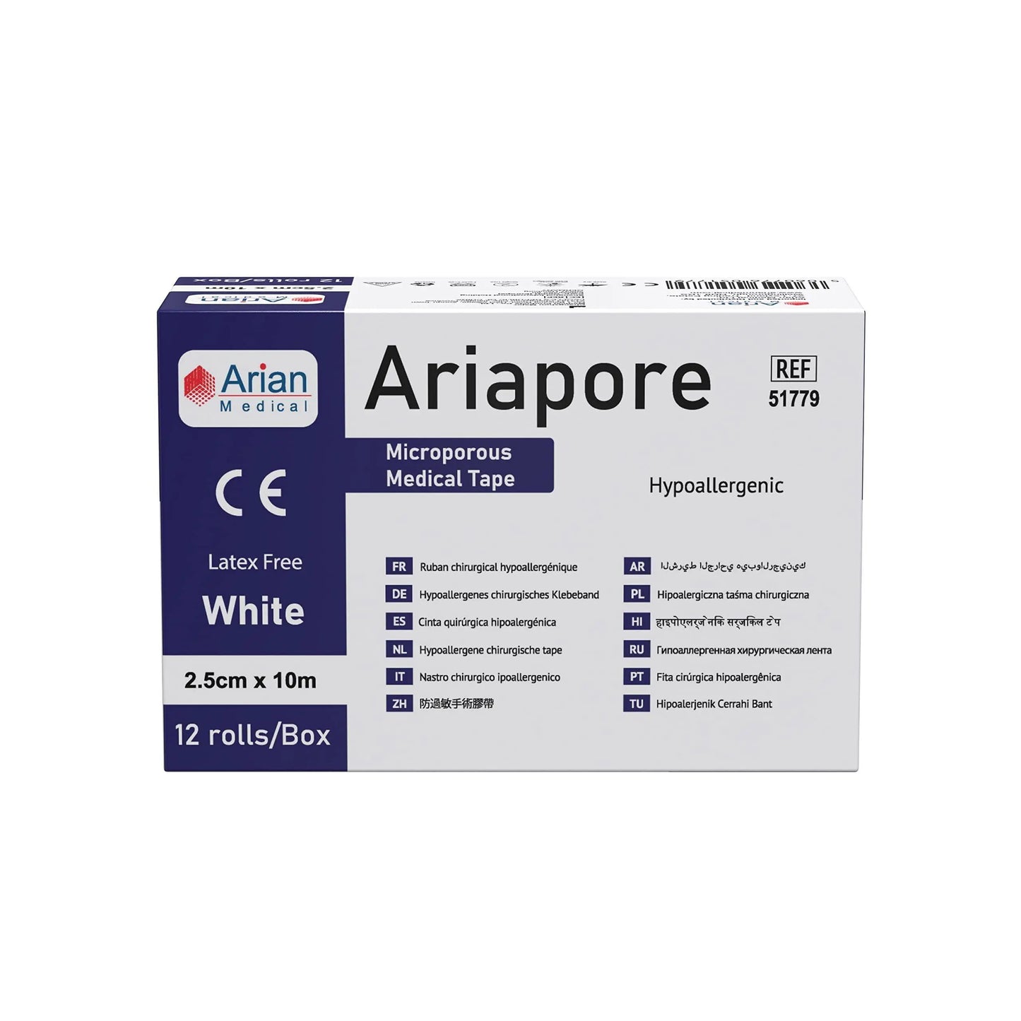 Ariapore Micropore Surgical and Sports Tape 2.5cm X 10m - 12 Rolls
