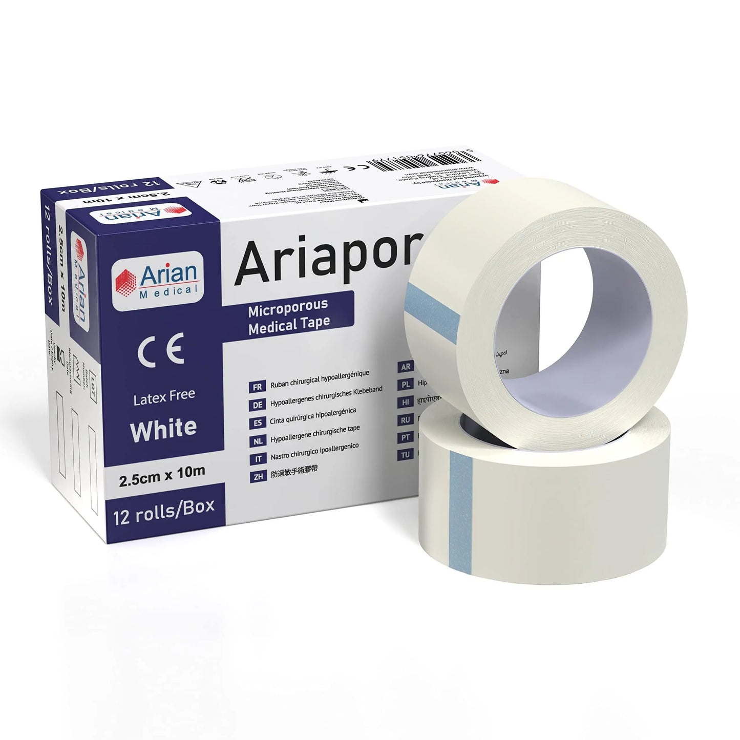 Ariapore Micropore Tape Surgical Sports Tape 2.5cm X 10m - 3 Rolls