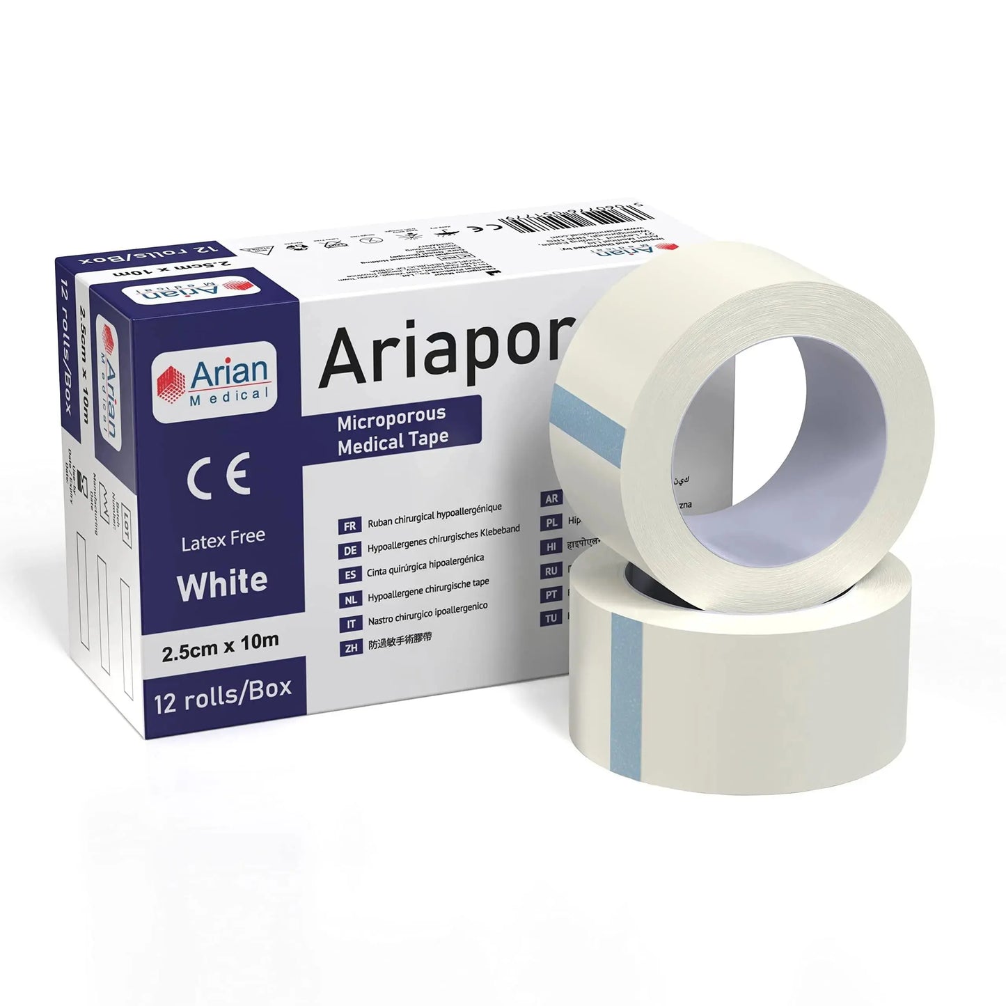 Ariapore Micropore Tape Surgical Sports Tape 2.5cm X 10m - 3 Rolls Arian medical ltd