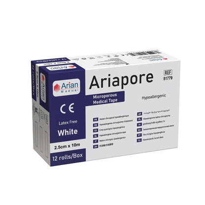 Ariapore Micropore Tape Surgical Sports Tape 2.5cm X 10m - 3 Rolls Arian medical ltd