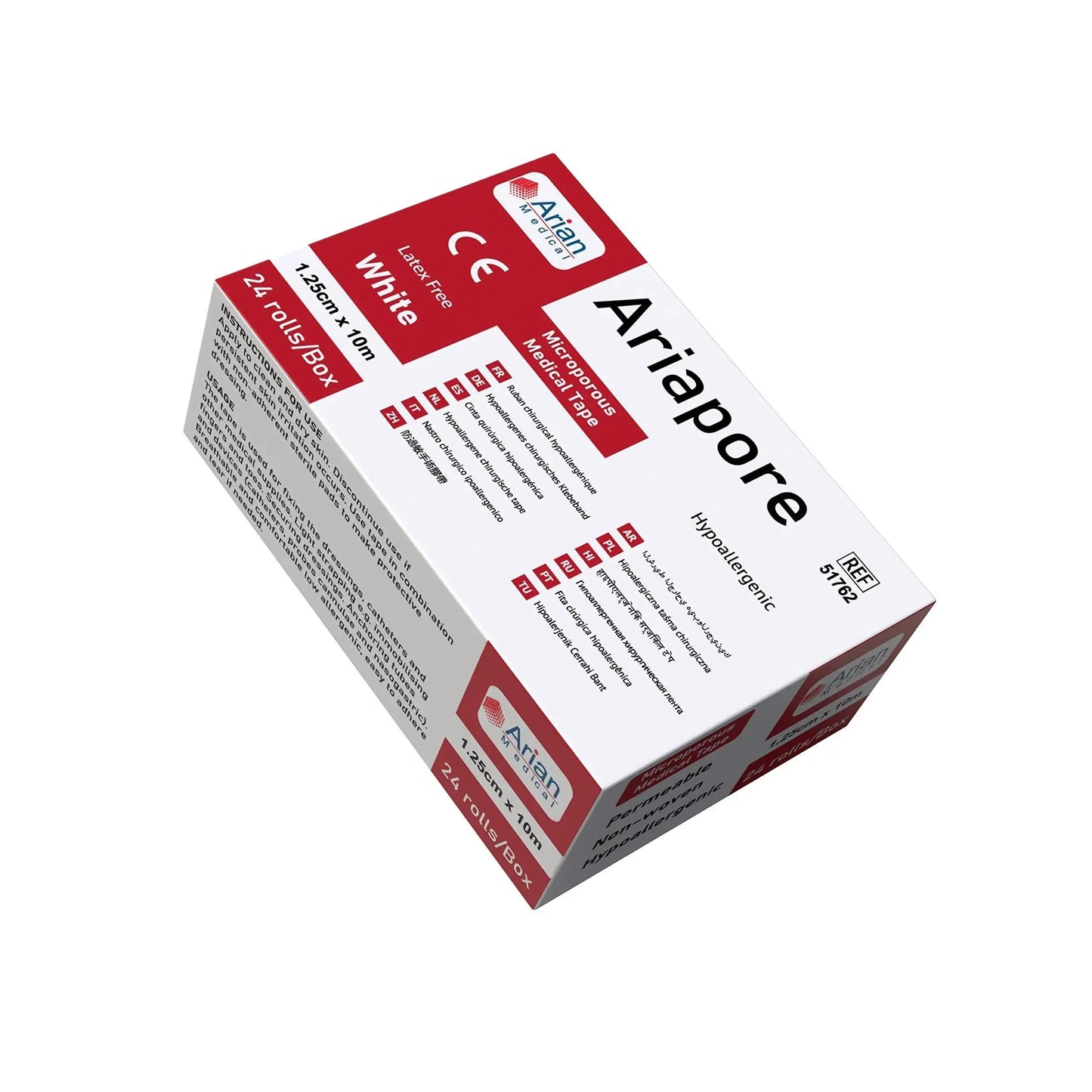 Ariapore Microporous Tape 1.25cm X 10m Tape - 24 Rolls Arian medical ltd