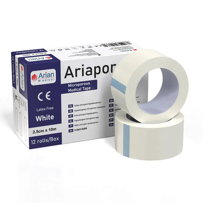 Ariapore Microporous Tape Surgical and Sports Tape 2.5cm X 10m - 12 Rolls Arian medical ltd