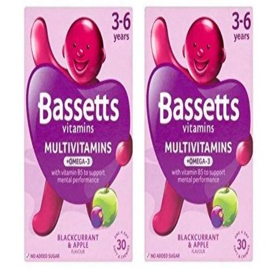 Bassetts Mulivits 3-6Yrs Blackcurrant & Apple Flavour 30 Pastilles x 2 - Arc Health Nutrition UK Ltd