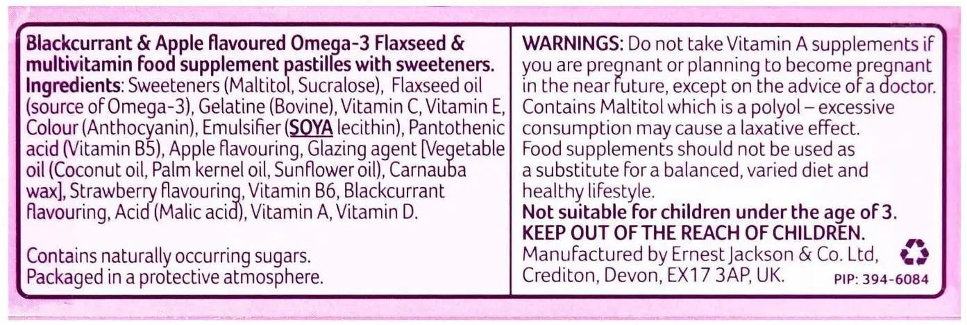 Bassetts Mulivits 3-6Yrs Blackcurrant & Apple Flavour 30 Pastilles x 2 - Arc Health Nutrition UK Ltd