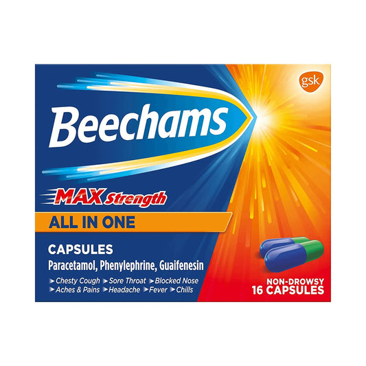 Beechams Max Strength All in One Cold and Flu Capsules 16s